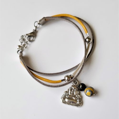 Bracelet manchette cordon cuir bouddha