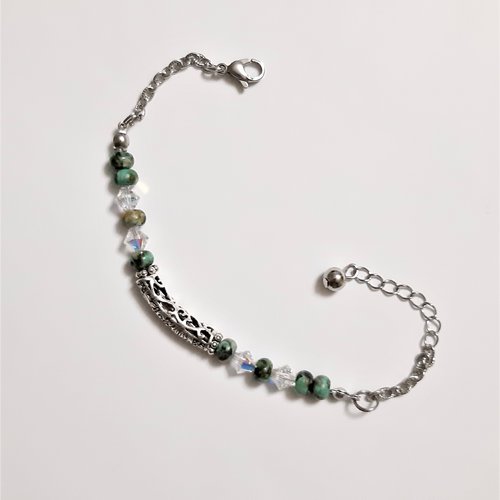 Bracelet perles en turquoise d'afrique et en cristal swarovski