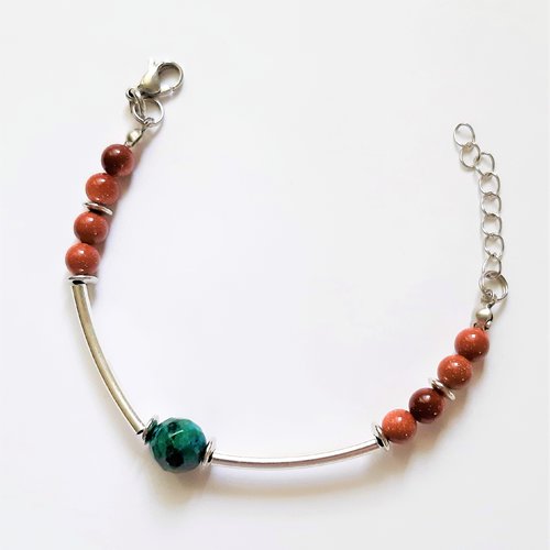  bracelet perles pierre minérale azurite chrysocolle