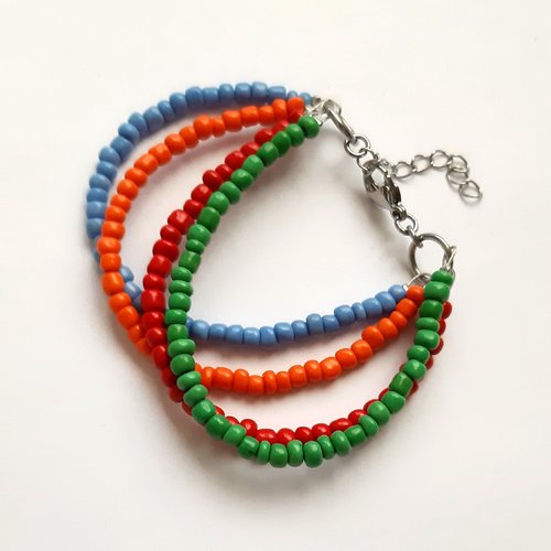 Bracelet femme fantaisie  perles de rocaille 4 couleurs