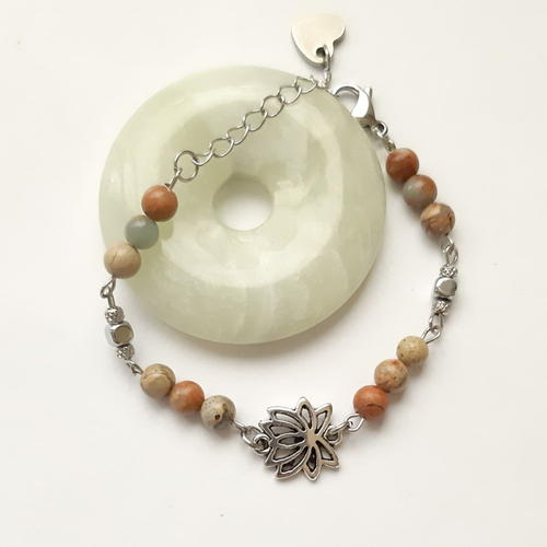 Bracelet acier perles en pierre de gemme