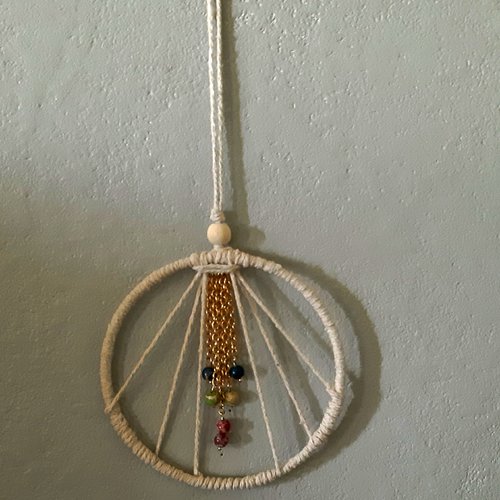 Création suspension  ficelle corde perles jaspe impérial teinté
