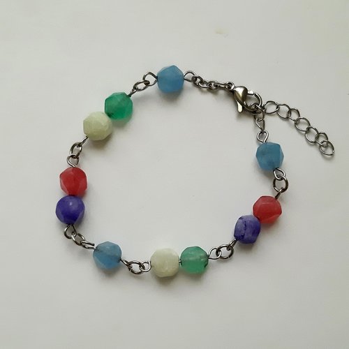 Bracelet perles femme pierre minérale jade étoilée