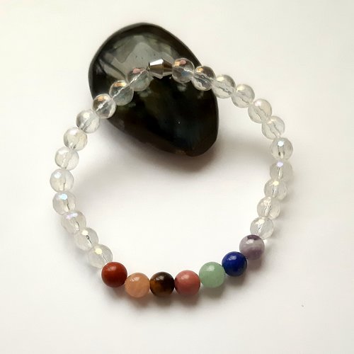 Bracelet perles pierre minérale quartz à facettes