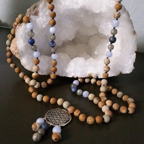 Sur commande pierre a choisir  collier sautoir "mala" 108 pierres