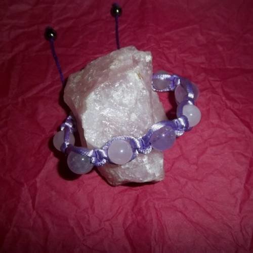 Bracelet macramé perles en pierre de gemme amétrine