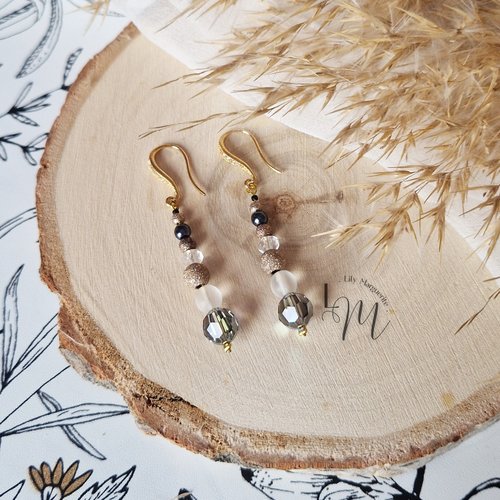 Boucles d'oreilles - doreen - doré - gris - noir