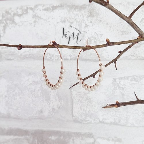 Boucles d'oreilles créoles - héléna - dorée rose