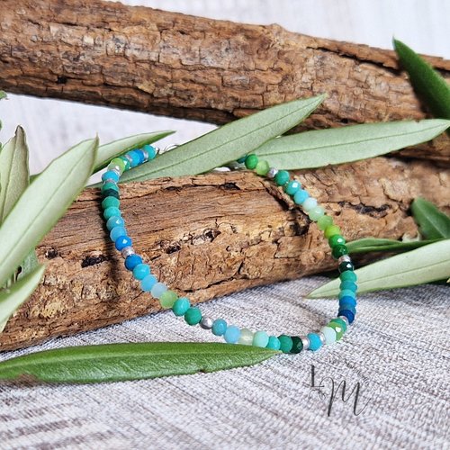 Bracelet - inaya - bleu - vert - turquoise - argenté