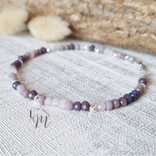 Bracelet - inaya - prune - mauve - rose - argenté