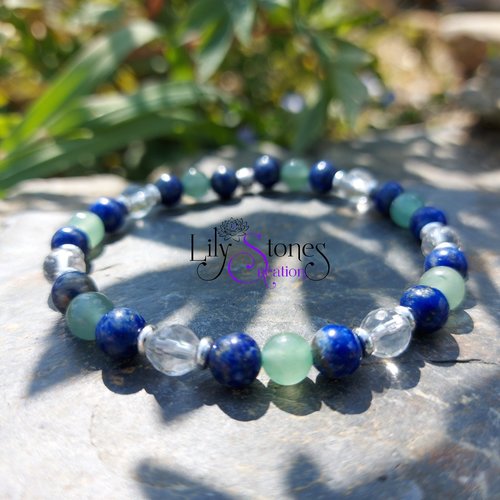 Bracelet en lapis lazuli, aventurine et cristal de roche