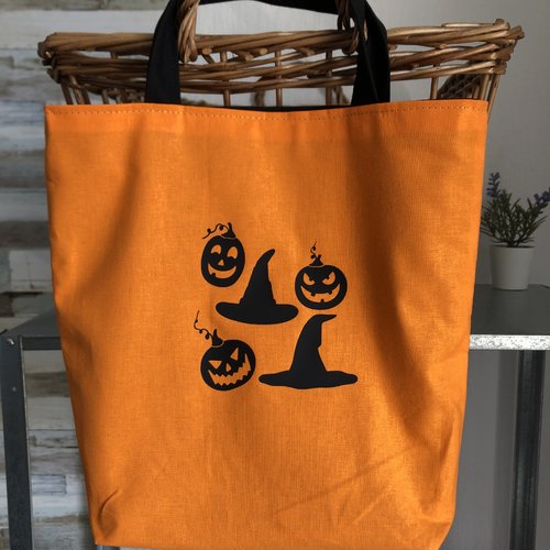 Sac à bonbons halloween citrouille chapeau de sorcière
