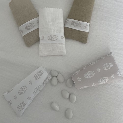 Pochon à garnir lin - tons beige/blanc/lin - cigale provençale - fait main