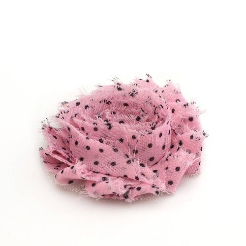 Fleur Effilochee En Tissu Rose Petits Pois Noirs Un Grand Marche