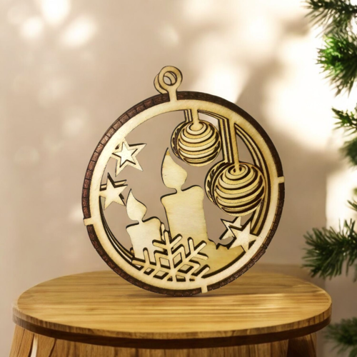 Décoration de noël en bois diam 10 cm