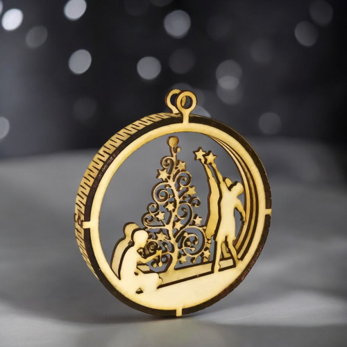 Décoration de noël en bois découpé laser diam 10 cm