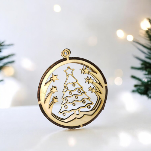 Décoration noël en bois découpé diam 10 cm
