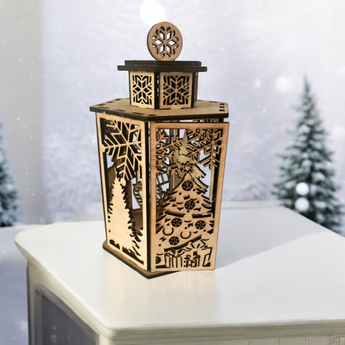 Lanterne de noël rustique en bois