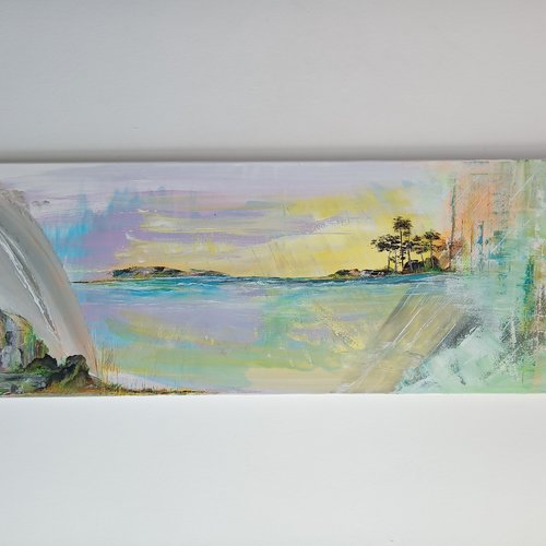 Grande toile panoramique marine peint - "silence marin"