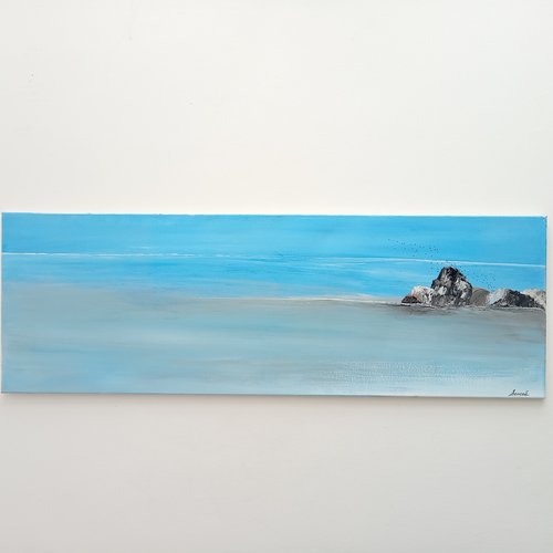 Grande toile panoramique marine peint - "rocher"