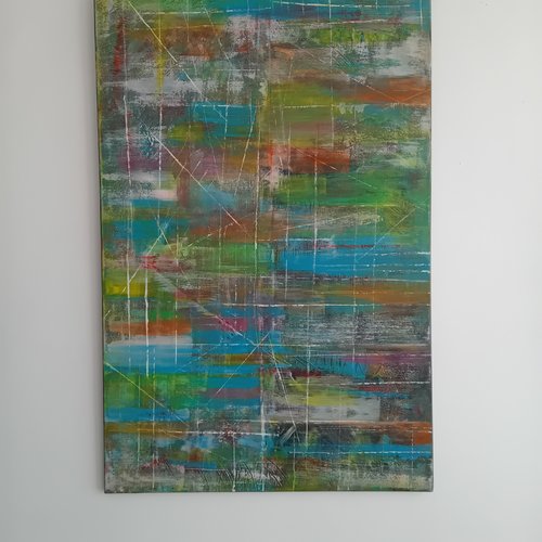 Grand tableau abstrait peint - 115x75 cm
