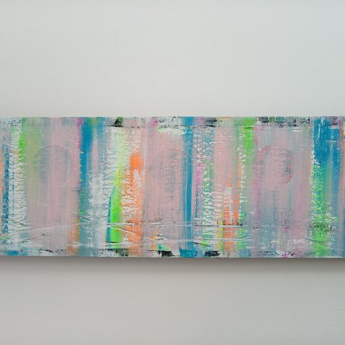 Long tableau abstrait peint - 90x30 cm