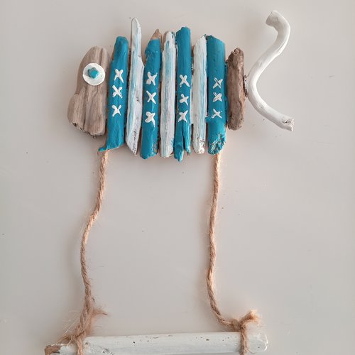 Porte papier toilette marin - poisson en bois flotté