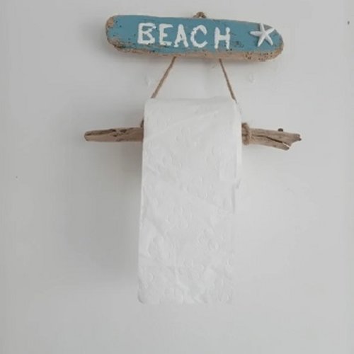 Porte papier toilette avec bois flotté " beach"