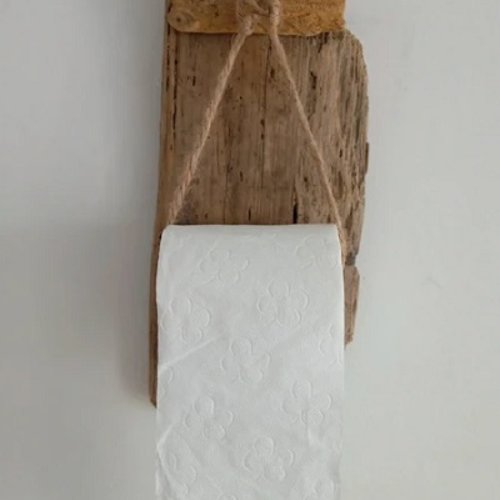 Porte papier toilette en bois flotté avec motif tropical (fleur frangipane)