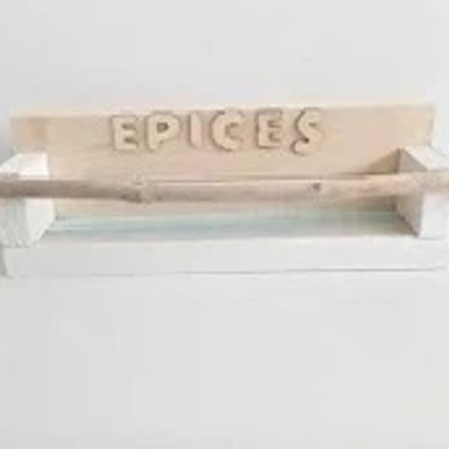 Porte pot épices mural en bois et bois flotté