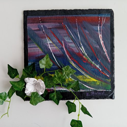 Tableau mural végétal  sur ardoise  - 25x25 cm