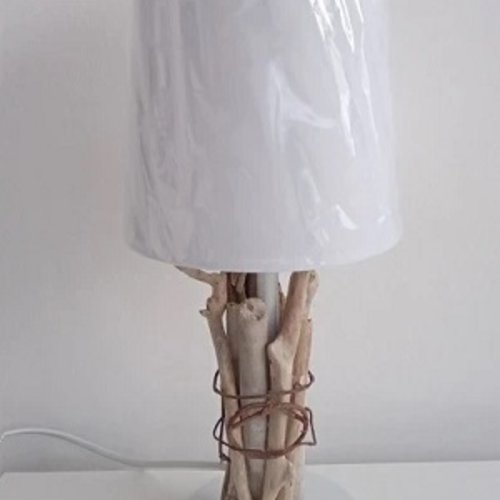 Lampe en bois flotté de charme - hauteur 36 cm