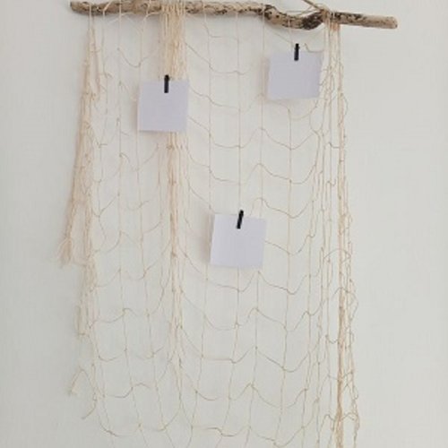 Pêle mêle porte photo marin vec bois flotté et filet de pêche 96x57 cm