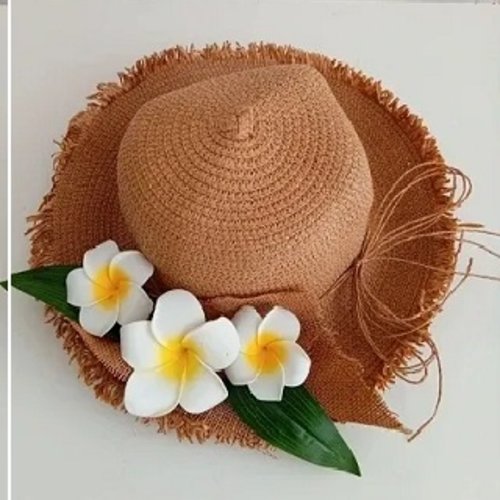 Chapeau décoratif exotique mural avec fleurs frangipane