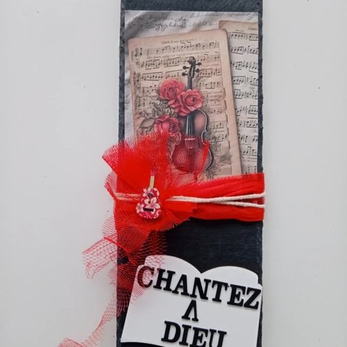 Décoration chrétienne vintage sur plaque en ardoise noir