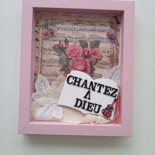 Cadre chrétien 3d à suspendre avec motif musical " chantez à dieu"