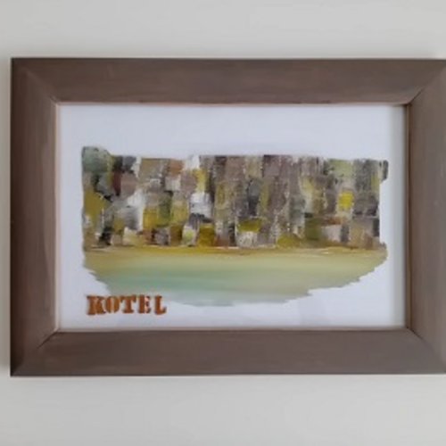 Peinture sur vitre dans cadre en bois : le kotel (jérusalem)