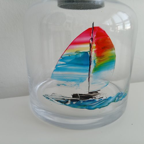 Bocal en verre alimentaire  marin avec motifs voilier