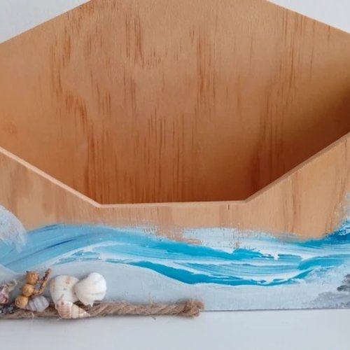 Boîte de classement marin - motifs vagues - 30x20x9 cm