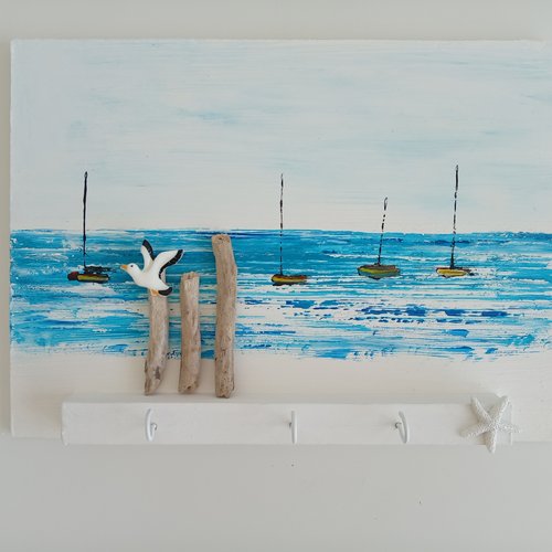 Porte clé murale marin de charme - long de 32 cm