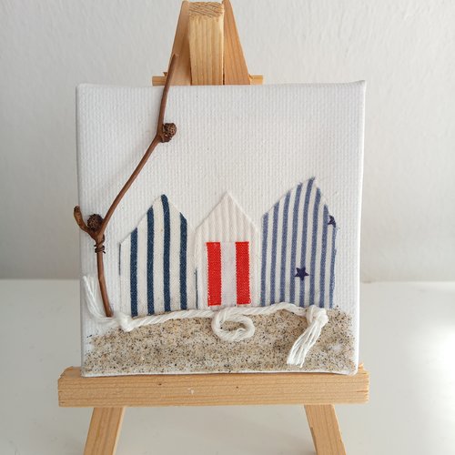 Mini toile  marin  avec cabine de plage
