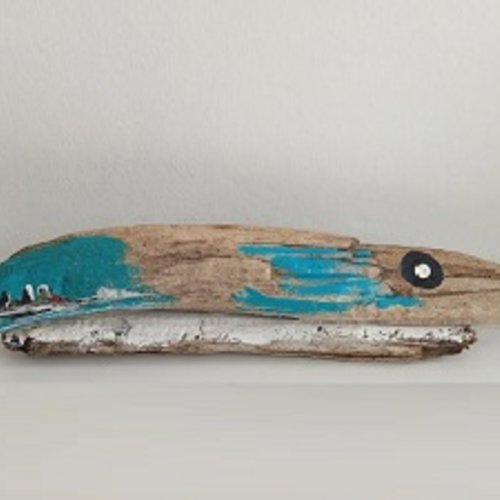 Décoration marine à poser : bois flottés en forme de poisson - long de 45 cm
