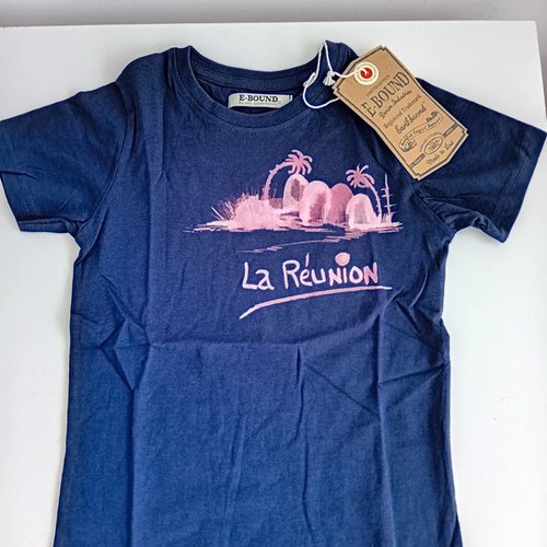 T-shirt courte manche violet : souvenir ile de la réunion fille 8 ans