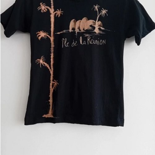 T-shirt courte manche ile de la réunion noir/beige  garçon 4 ans