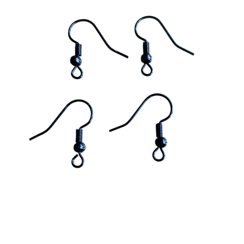 2 crochets d'oreilles noirs 19x20 mm
