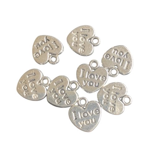 2 breloques coeur 12x11 mm métal argenté