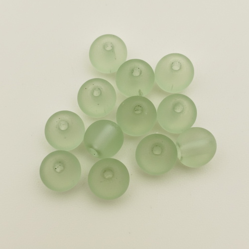 Perles en verre givré vert d’eau 6 mm – lot de 25 – perles rondes pour création bijoux