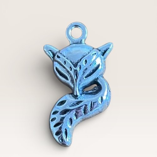 Breloque renard en métal argent antique – 23 mm – création bijoux diy