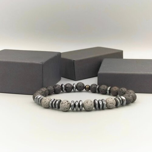 Bracelet homme. pierre de lave. pierres naturelles. fait main