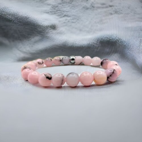 Bracelet pour femme - opale rose des landes - lithothérapie - pierres naturelles - fait main